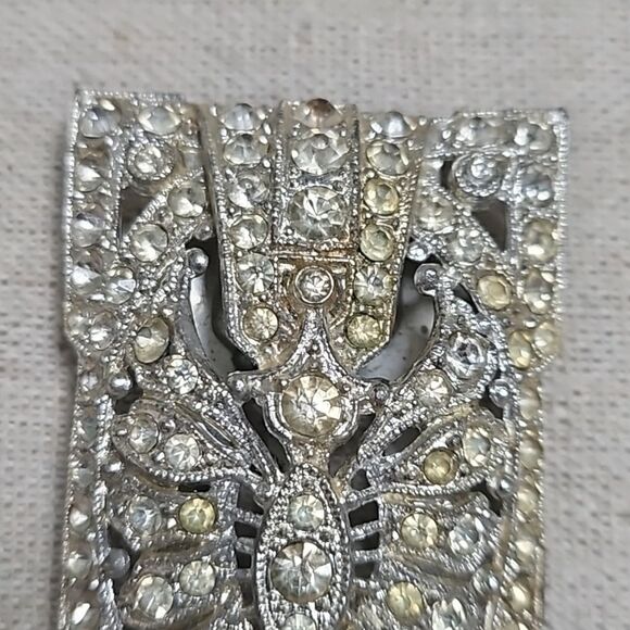 Antique New England Signed Rhinestone Dress Fur Clip 1900's Vintage - Picture 3 of 9